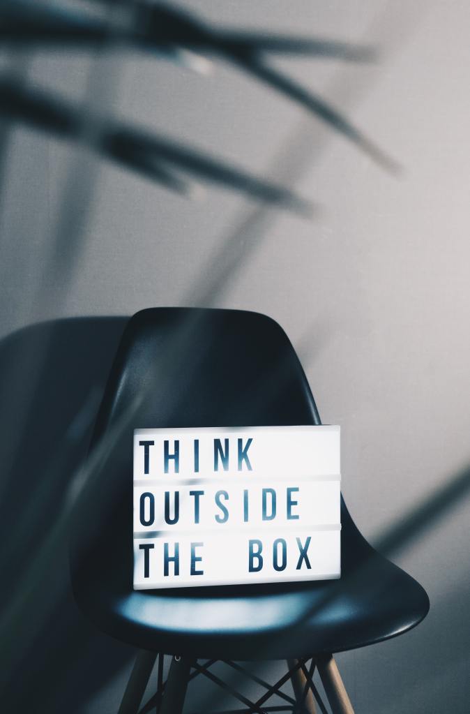 lightbox message reading think outside the box